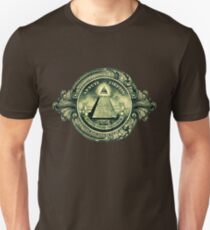 All seeing eye, pyramid, dollar, freemason, god Unisex T-Shirt