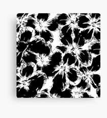 Modern Chic Black and White Flower Pattern Canvas Print