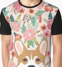 Welsh Corgi florals spring flowers summer garden nature bloom corgi pet portrait gift for corgi owner must haves Graphic T-Shirt