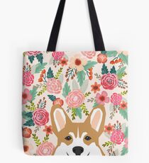 Welsh Corgi florals spring flowers summer garden nature bloom corgi pet portrait gift for corgi owner must haves Tote Bag