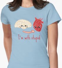 i'm with stupid - brain heart Women's Fitted T-Shirt