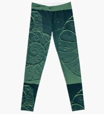 Geology Theme Ammonite in Blue-green and Grey Leggings