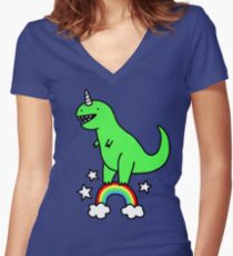 T-Rexicorn Women's Fitted V-Neck T-Shirt