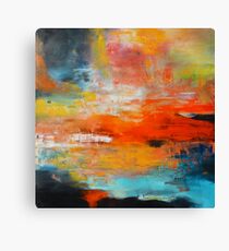 Red abstract sunset landscape painting Canvas Print