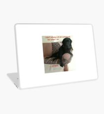 Black Dog Sits On Command on Couch Laptop Skin