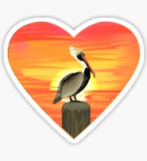 LOVE: Brown Pelican Sticker