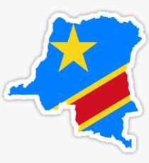 Flag Map of the Democratic Republic of the Congo Sticker