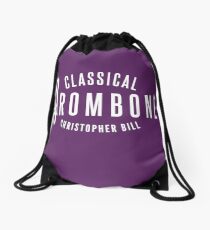 Classical Trombone Full White Logo Drawstring Bag