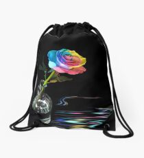 Rainbow Rose Drawstring Bag