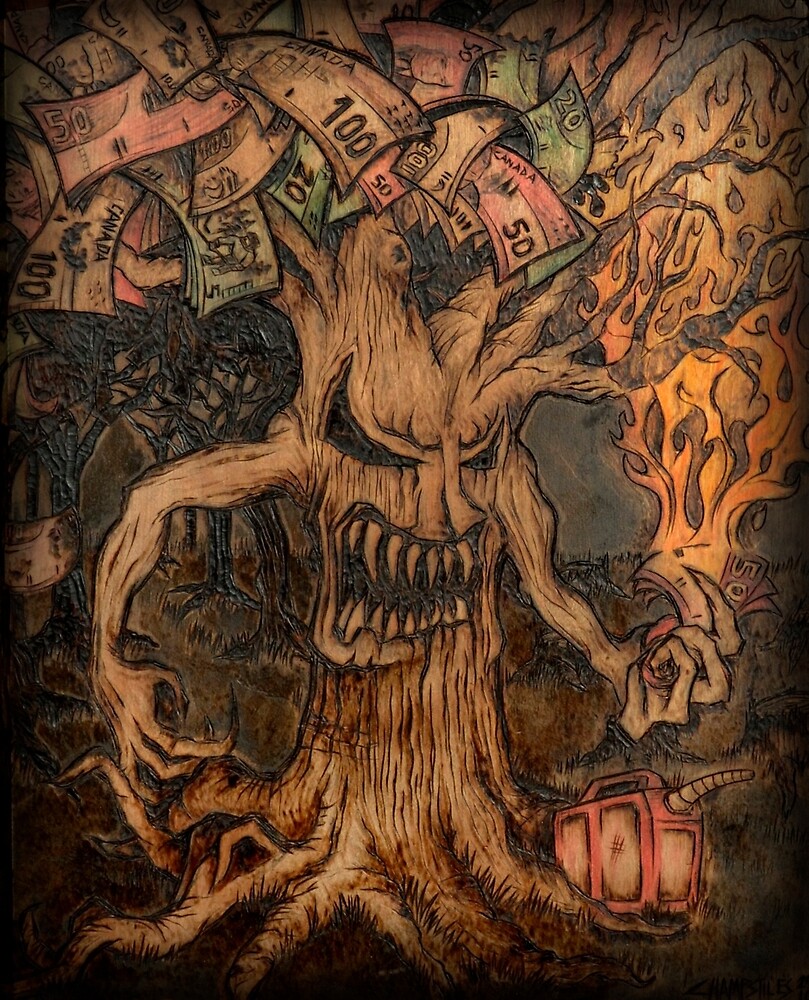 "Money is the Root of All Evil Tree" by champstiles Redbubble