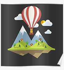 air trip mountain design balloon ballon montgolfière ballooning Poster
