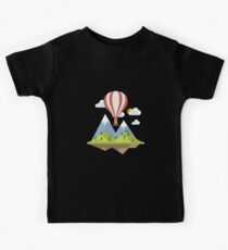 air trip mountain design balloon ballon montgolfière ballooning Kids Tee