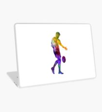 Rugby man player 02 in watercolor Laptop Skin