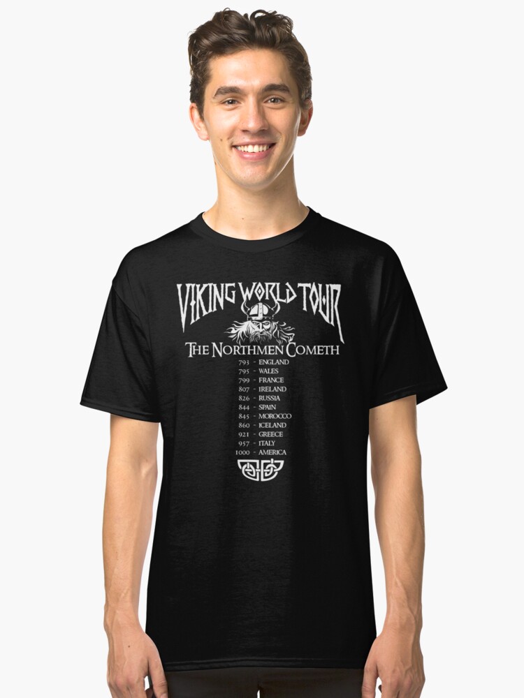 Viking World Tour T Shirt By Satansbrand Redbubble   Ra,classic Tee,x2100,101010 01c5ca27c6,front C,355,131,750,1000 Bg,f8f8f8.u1 