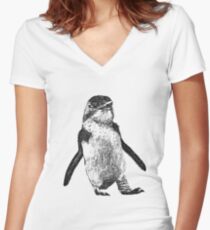 Ink Penguin Women's Fitted V-Neck T-Shirt