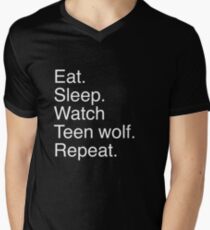 Eat.sleep.watch teen wolf.repeat. Men's V-Neck T-Shirt