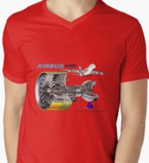 Airbus A 380 GP7000 Engine Men's V-Neck T-Shirt
