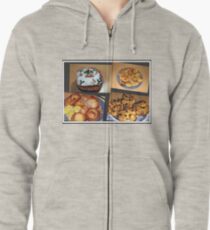 Seasonal Fayre Collage - Food for Christmas Zipped Hoodie