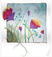 Framed fantasy flowers Poster
