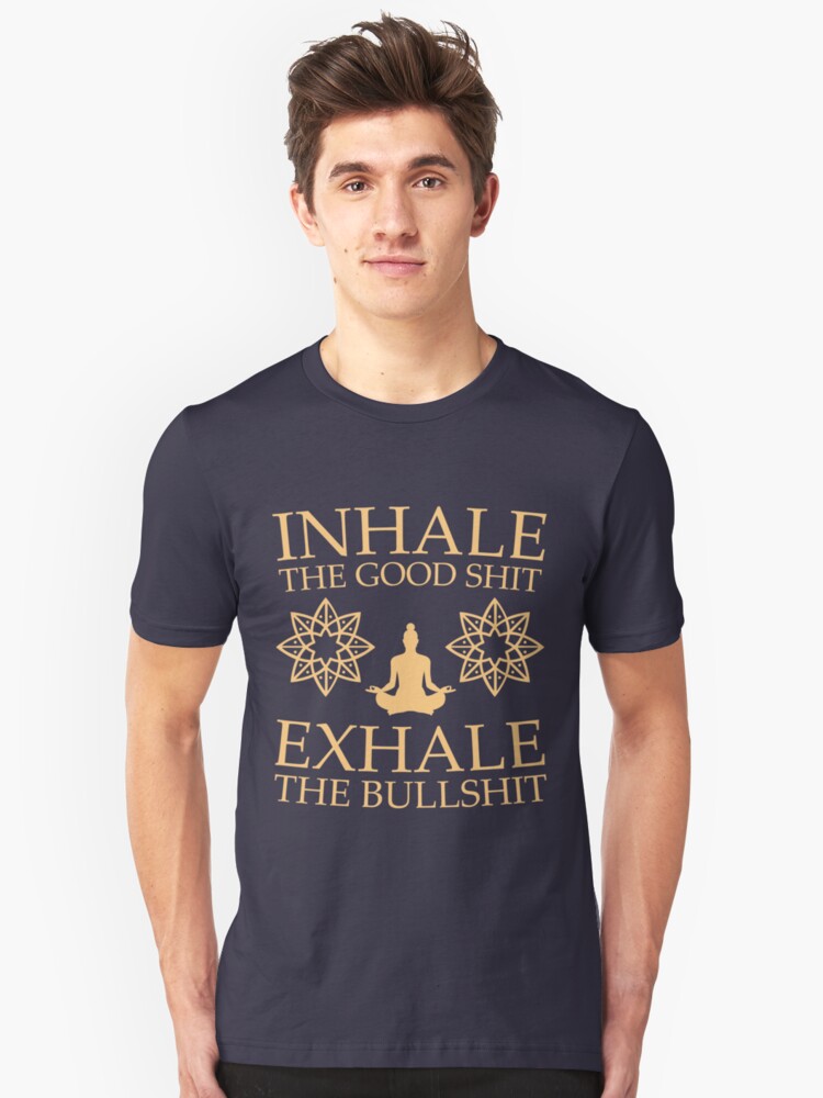 T-shirt ajusté ''Yoga: Inspirez la bonne merde' : autre vue