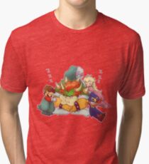 Bowser Mario Mallow Peach and Geno Tri-blend T-Shirt