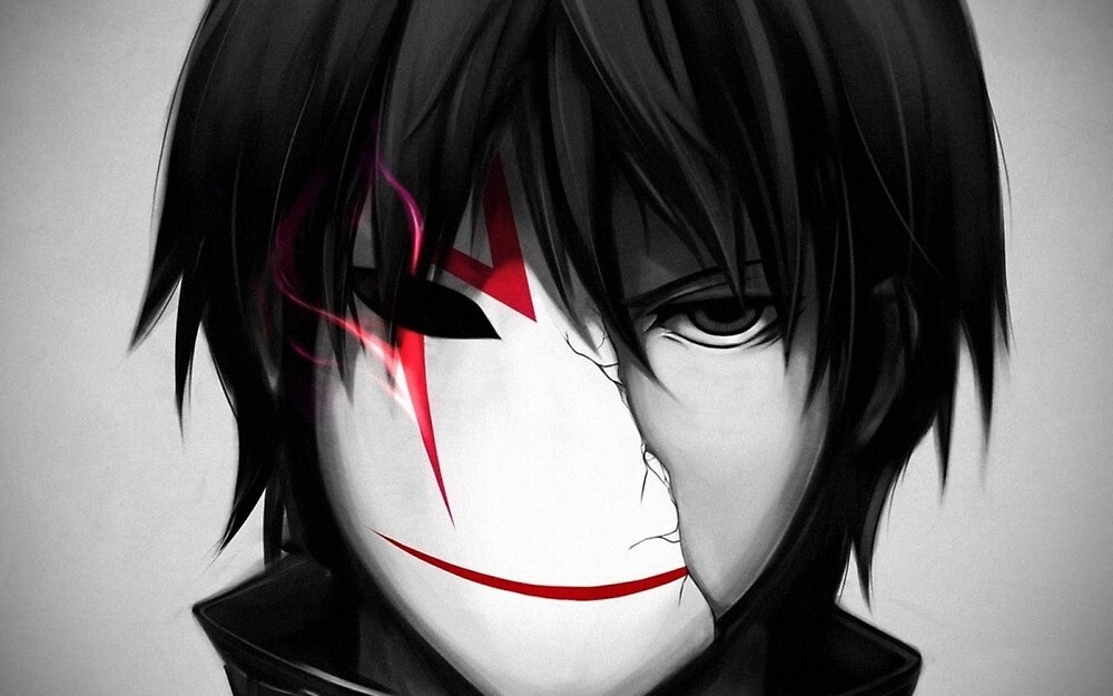 Black, White and Red Anime Boy
