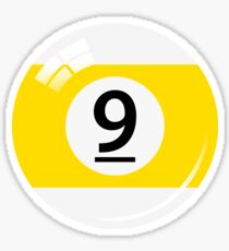 Yellow and white pool/billiard ball number nine Sticker