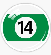 Pool ball number 14, green and white with reflection Sticker