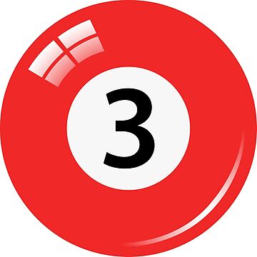 Artwork thumbnail, Red pool/billiard ball number 3 sticker by Mhea