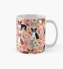 Boston Terrier florals pink peach pastel flowers spring summer pet portrait gifts for boston terrier owners Mug