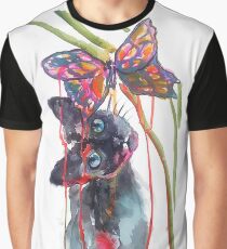 Camiseta gráfica Cat and Butterfly