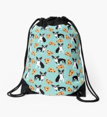 Boston Terrier pizza slices junk food funny dog gift for boston terrier owners Drawstring Bag
