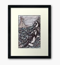 Unicorns in Sea Framed Print