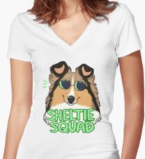 SHELTIE SQUAD (sable) Women's Fitted V-Neck T-Shirt