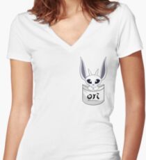 Ori And The Blind Forest, Ori pocket Women's Fitted V-Neck T-Shirt