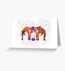 Rugby men players 05 in watercolor Greeting Card