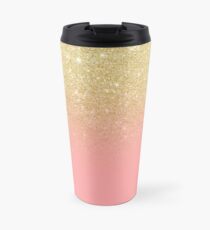 Modern faux gold glitter ombre pink block chic pattern Travel Mug