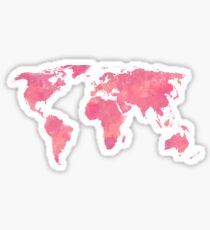 Rosa Wasserfarbe Weltkarte Sticker