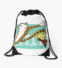 Calvin and Hobbes Dancing Drawstring Bag