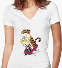 Calvin and Hobbes Women's Fitted V-Neck T-Shirt