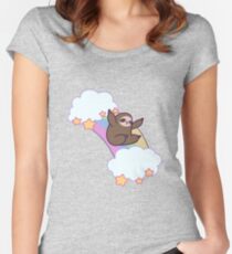 Rainbow Cloud Sloth Fitted Scoop T-Shirt