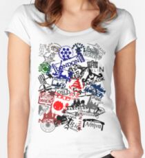 Travel Destination Passport Stamps Women's Fitted Scoop T-Shirt