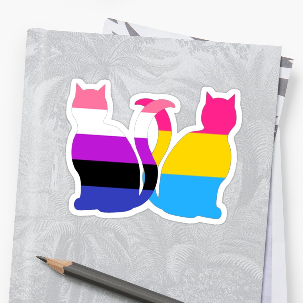 Genderfluid Pansexual Pride Cats Sticker By Shaneisadragon Redbubble