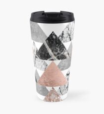 Taza de viaje Marble Rose Gold Silver and Floral Geo Triangles