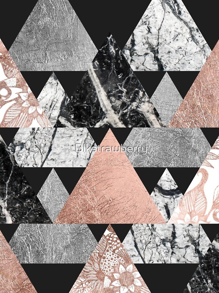 Marble Rose Gold Silver y Floral Geo Triangles de Blkstrawberry