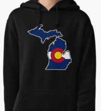 Michigan outline Colorado flag Pullover Hoodie