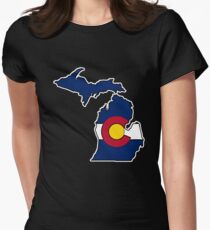Camiseta entallada Escudo de Michigan bandera de Colorado