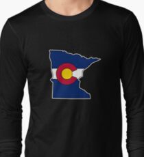 Minnesota outline Colorado flag Long Sleeve T-Shirt