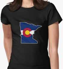 Minnesota outline Colorado flag Women's Fitted T-Shirt