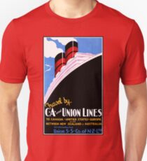 Vintage ocean travel New Zealand USA Canada Europe advert Unisex T-Shirt